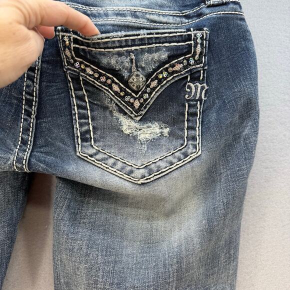 Miss Me Jeans Women's 27x31 Blue Signature Skinny Mystic Embellished Preppy - Picture 5 of 12